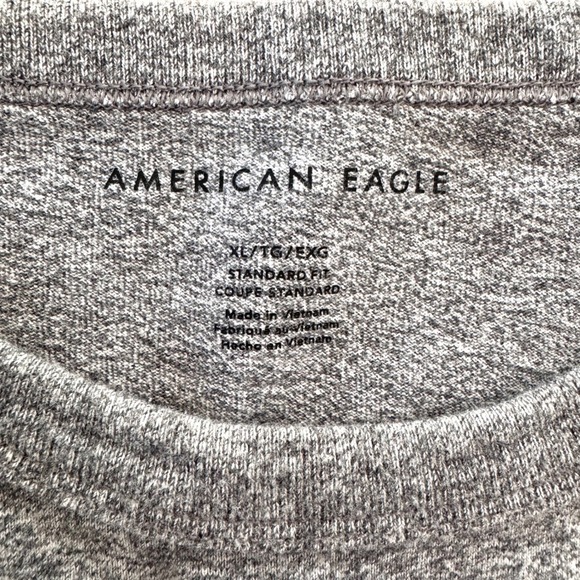 American Eagle XL Long Sleeve Shirt Lot of 2 AE USA Heather Gray Black Logo Tee - Picture 4 of 10